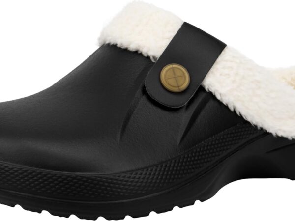 Women and Men Fur Lined Clogs Memory Foam Warm Fuzzy Slippers Winter Waterproof Indoor Outdoor Slipper