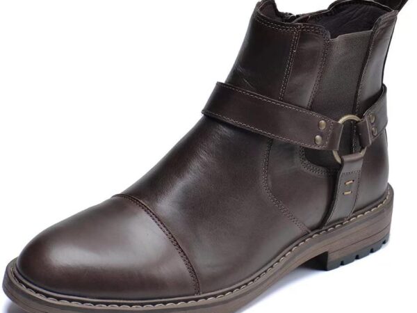 Men’s Pointed Toe Lace-Up Ankle Boots, British Style Business Wedding Dress Boots
