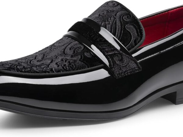 Men’s Velvet Tuxedo Slip-On Dress Shoes – Classic Formal Loafers