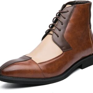 Men’s Vintage Oxford Ankle Boots, Genuine Leather Side Zip Casual Dress Shoes