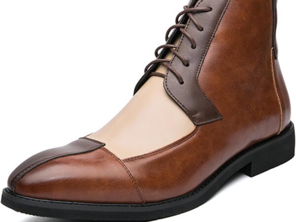 Men’s Vintage Oxford Ankle Boots, Genuine Leather Side Zip Casual Dress Shoes