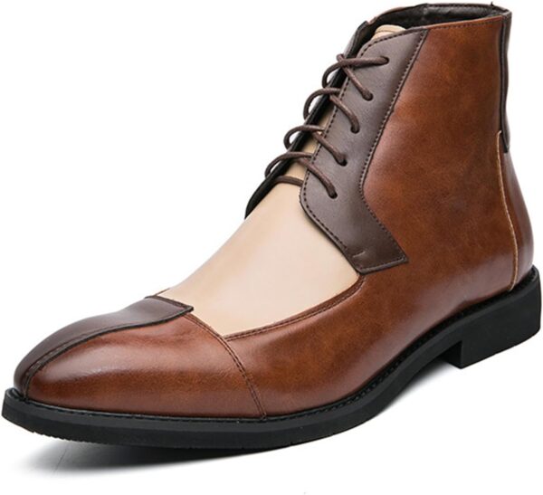 Men’s Vintage Oxford Ankle Boots, Genuine Leather Side Zip Casual Dress Shoes