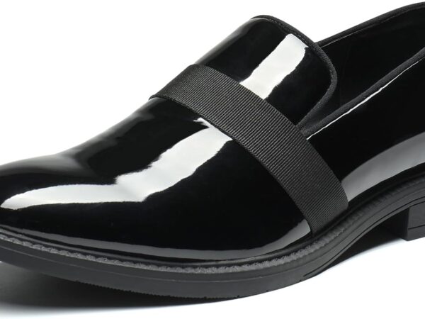 Men’s Patent Leather Slip-On Tuxedo Loafers – Formal Dress Shoes