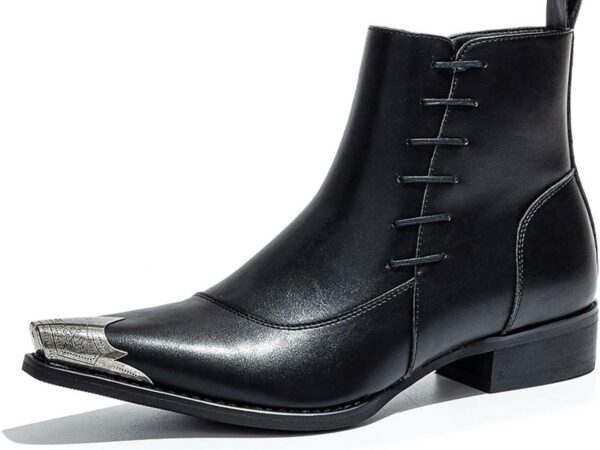 Men’s Oxford Lace-Up Ankle Boots, Side Zipper Business Casual Leather Boots