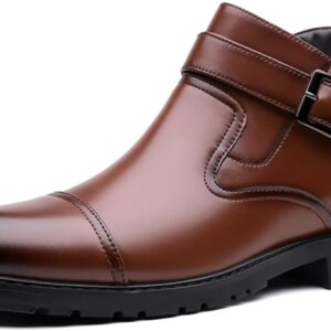 Men’s British Style Oxford Chelsea Boots, Genuine Leather Casual Formal Boots