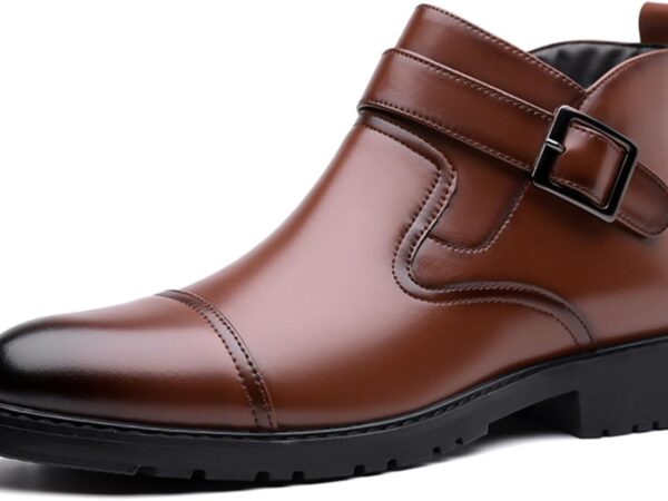 Men’s British Style Oxford Chelsea Boots, Genuine Leather Casual Formal Boots
