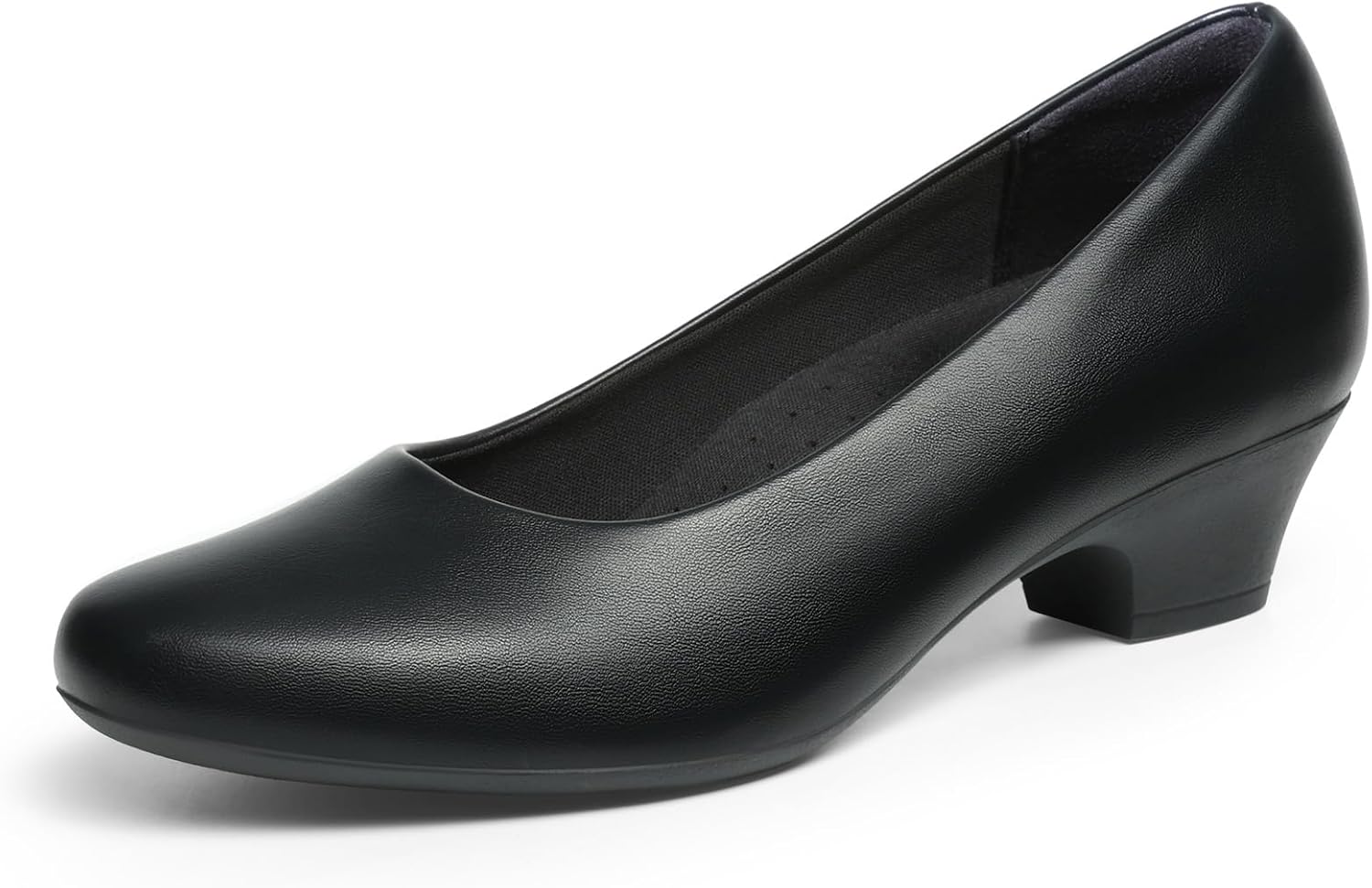 Women’s Chunky Low Block Heel Closed Toe Pumps – Comfortable Work & Wedding Shoes