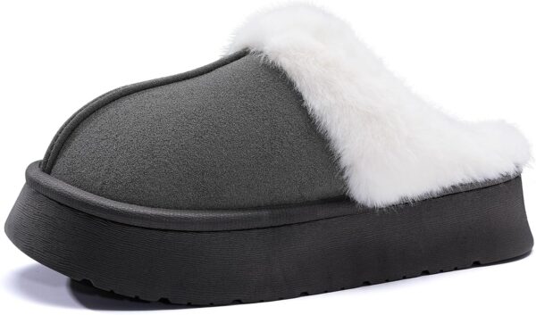 Platform Slippers for Women Memory Foam House Slippers Thick Sole Slip-Resistant Fuzzy House Shoes Winter Indoor and Outdoor