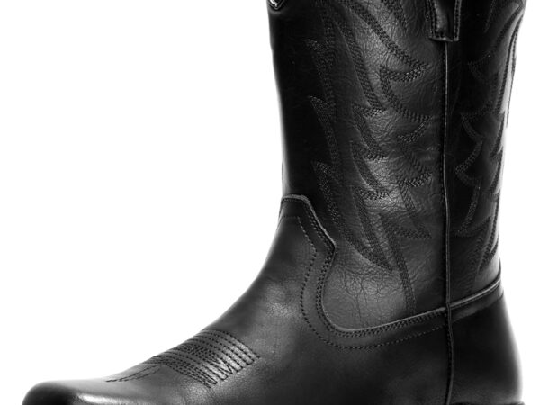 Men’s Metal Toe Cap Chelsea Boots, Side Zipper Comfortable Dress Ankle Boots