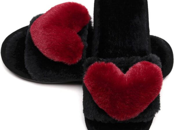 Women's  Slippers Fuzzy Fluffy Memory Foam House Shoes Open Toe Indoor and Outdoor