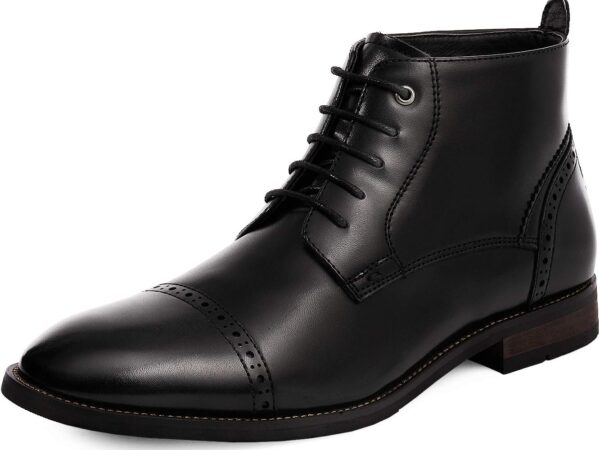 Men’s Oxford Style Dress Ankle Boots, Minimal Business Casual Leather Boots