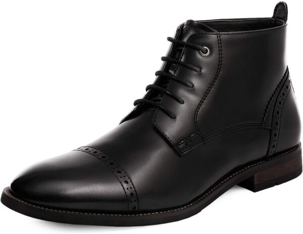 Men’s Oxford Style Dress Ankle Boots, Minimal Business Casual Leather Boots