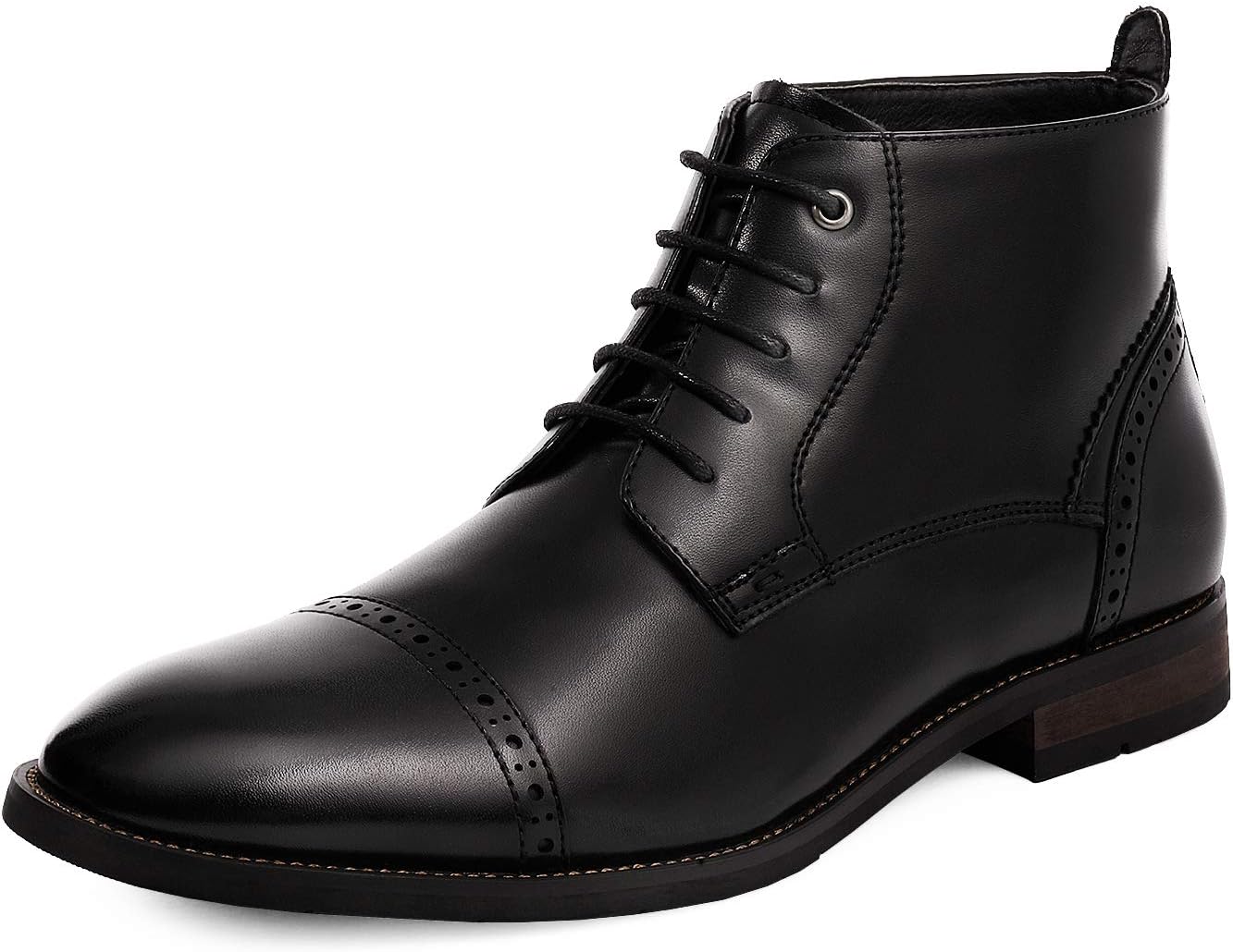 Men’s Oxford Style Dress Ankle Boots, Minimal Business Casual Leather Boots