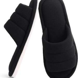 Summer House Slippers for Women Men Breathable Waffle Indoor Slippers Slip-on Open Toe Home Shoes