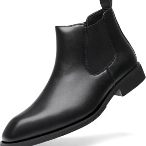 Men’s Classic Genuine Leather Chelsea Boots, Business Casual Dress Boots