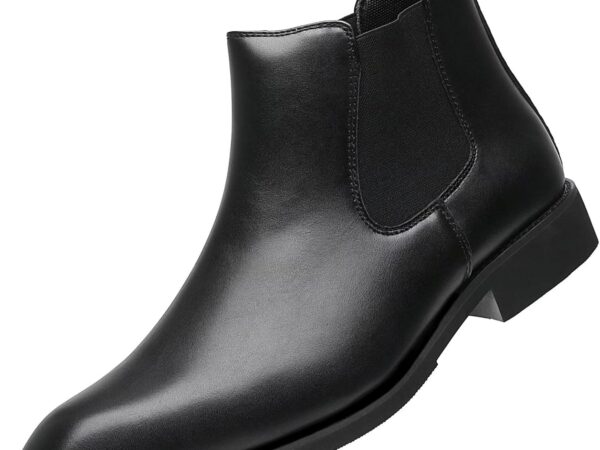 Men’s Classic Genuine Leather Chelsea Boots, Business Casual Dress Boots