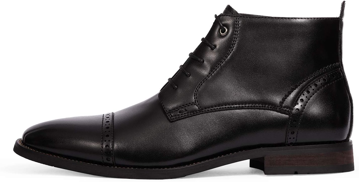 Men’s Oxford Style Dress Ankle Boots, Minimal Business Casual Leather Boots - Image 2