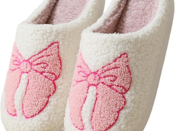 Womens Fruits Slippers For Home Elastic Comfy Retro Memory Foam Fuzzy Soft Bedroom Plush Warm Anti-Skid Sole Winter Wool Lined Indoor Outdoor House Mens Slip-On Flower Shoes