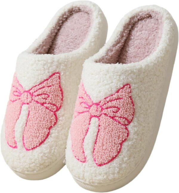 Womens Fruits Slippers For Home Elastic Comfy Retro Memory Foam Fuzzy Soft Bedroom Plush Warm Anti-Skid Sole Winter Wool Lined Indoor Outdoor House Mens Slip-On Flower Shoes