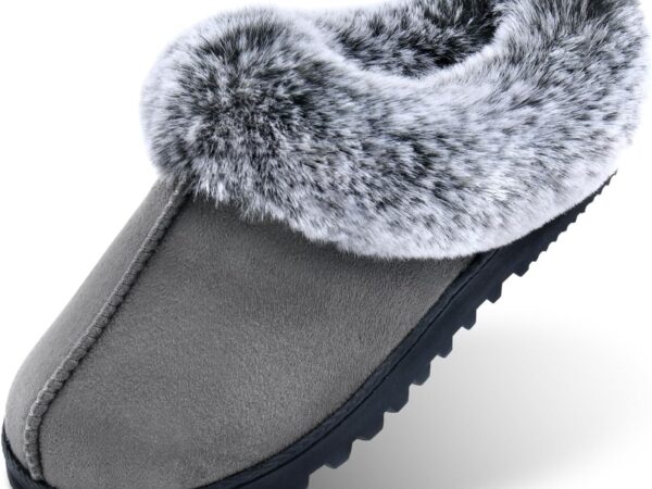Womens Slippers with Memory Foam,Winter House Slippers for Women with Warm Faux Fur Collar,Cozy Slip-on Bedroom Indoor Shoes