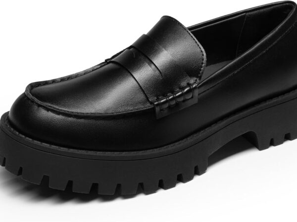 Women’s Penny Loafers – Platform Lug Sole Slip-On Dress Casual Business Shoes