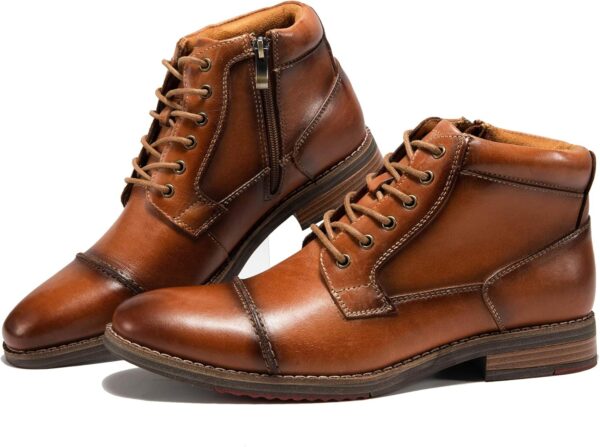 Men’s High-Top Lace-Up Combat Boots, Motorcycle Style Casual Work Boots