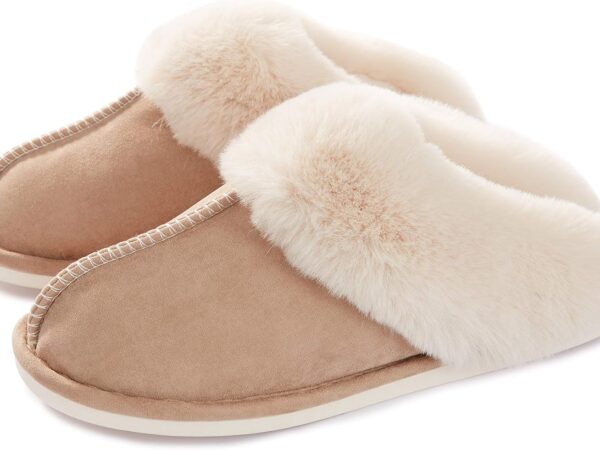 Womens Slippers with Memory Foam Fluffy Soft Warm Slip On House Slipper Anti-Skid Cozy Plush for Indoor Outdoor