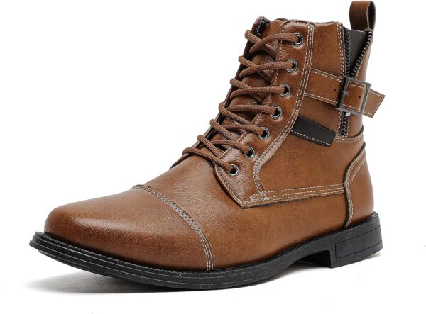 Men’s Genuine Leather Lace-Up Dress Boots, Classic Casual Ankle Boots