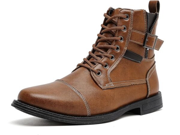 Men’s Genuine Leather Lace-Up Dress Boots, Classic Casual Ankle Boots