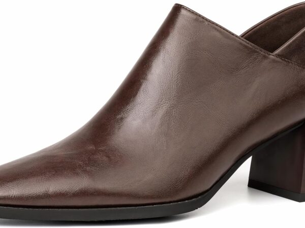 Women’s Faux Leather Chunky Heel Dress Mules Slippers – Black Comfort Casual Work Shoes