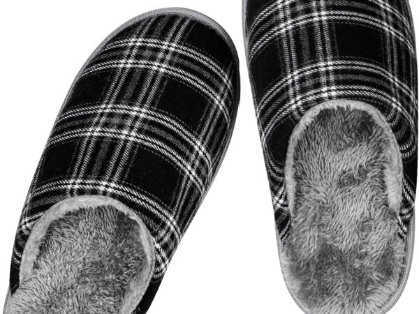 Womens Mens Memory Foam Slippers, Warm Fluffy House Shoes & Cushioned Home Shoe Without Fur, Comfortable Anti Slip Indoor Bedroom Travel Slipper