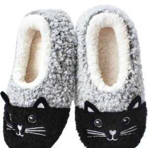 Cute Fuzzy Animal Slippers for Women Kids & Toddler, Soft Sole Plush Non-Slip Indoor Slippers