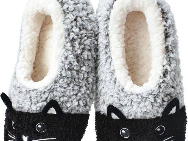Cute Fuzzy Animal Slippers for Women Kids & Toddler, Soft Sole Plush Non-Slip Indoor Slippers