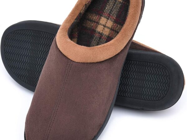Memory Foam Mens Slippers Slip-On Comfy House Slippers for Men Indoor Outdoor Non-Slip Warm Winter Men’s Bedroom Slippers Size